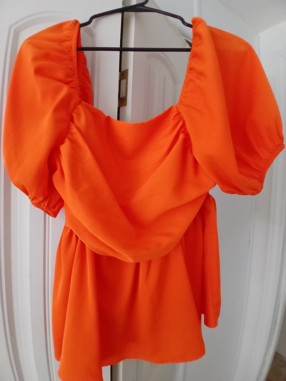 SHEIN Orange Puff-Sleeve Blouse